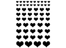 Hearts 57 pcs 0.25 to 0.75 Inch Black Fused Glass Decals