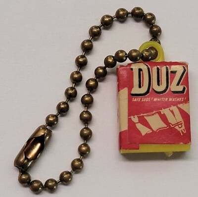 Vintage 1950s DUZ Soap Box Laundry Dish Detergent KEYRING FOB KEYCHAIN/RARE FIND