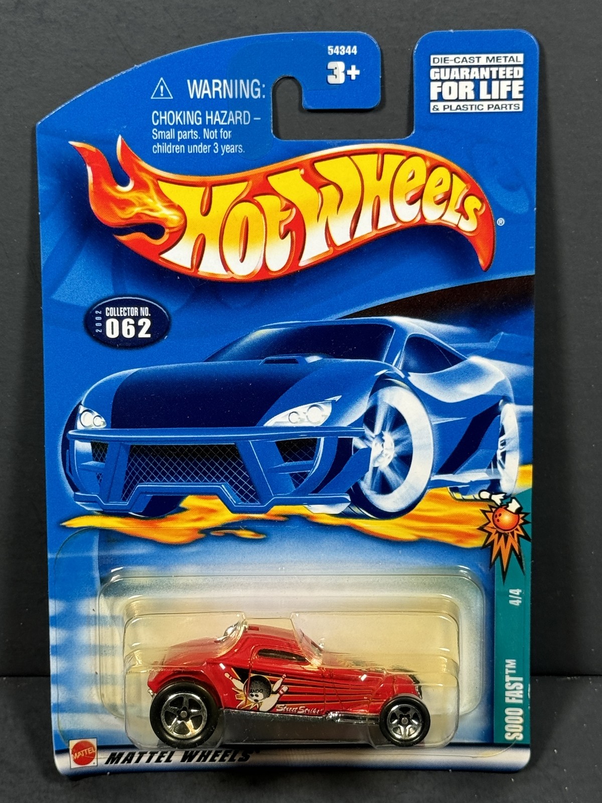 HOT WHEELS 2002 Sooo Fast 4/4, Red, Spares 'n Strikes, #062