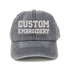Custom embroidered cap, custom embroidery cap hat pigment dyed gray hat 