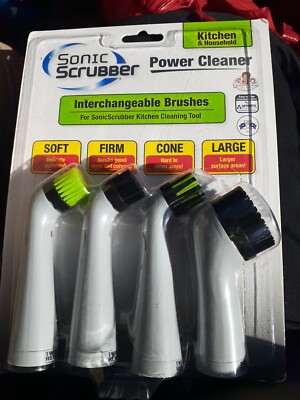 SONIC SCRUBBER Power Cleaner Kitchen & Household Interchangeable Brush Heads NEW