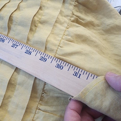 For Cynthia Yellow Linen Blend Shift Dress Embroidered Floral - Picture 14 of 15