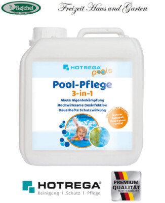 Hotrega Pool-Pflege 3 in 1 Chlor Desinfektion Algenentferner 2L Konzentrat