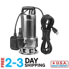 High Flow 1.5HP Stainless Steel Sump Pump - 32.8FT Lift for Flood Control