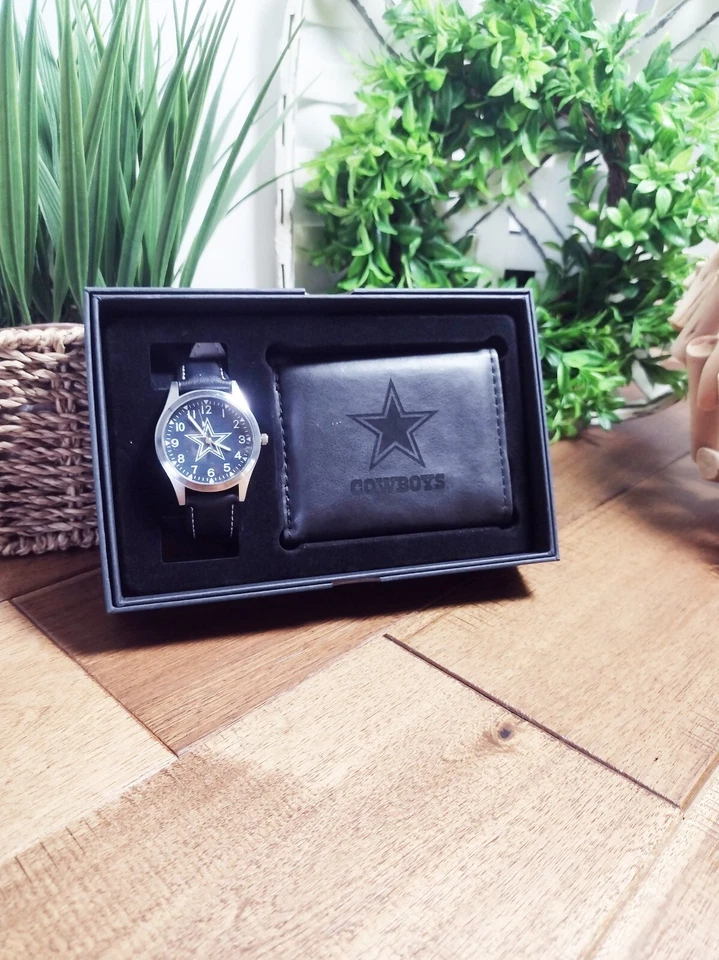 Dallas Cowboys - NFL - Juego de regalo de reloj y billetera negra - Envío gratuito Foto 3 de 4