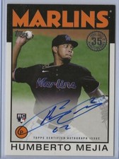 2021 Topps Update 1986 Humberto Mejia autograph Marlins RC auto