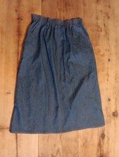 Vtg 70s Koret City Blues Denim Skirt Womens 10 Midi Pull On Cotton Trevira USA