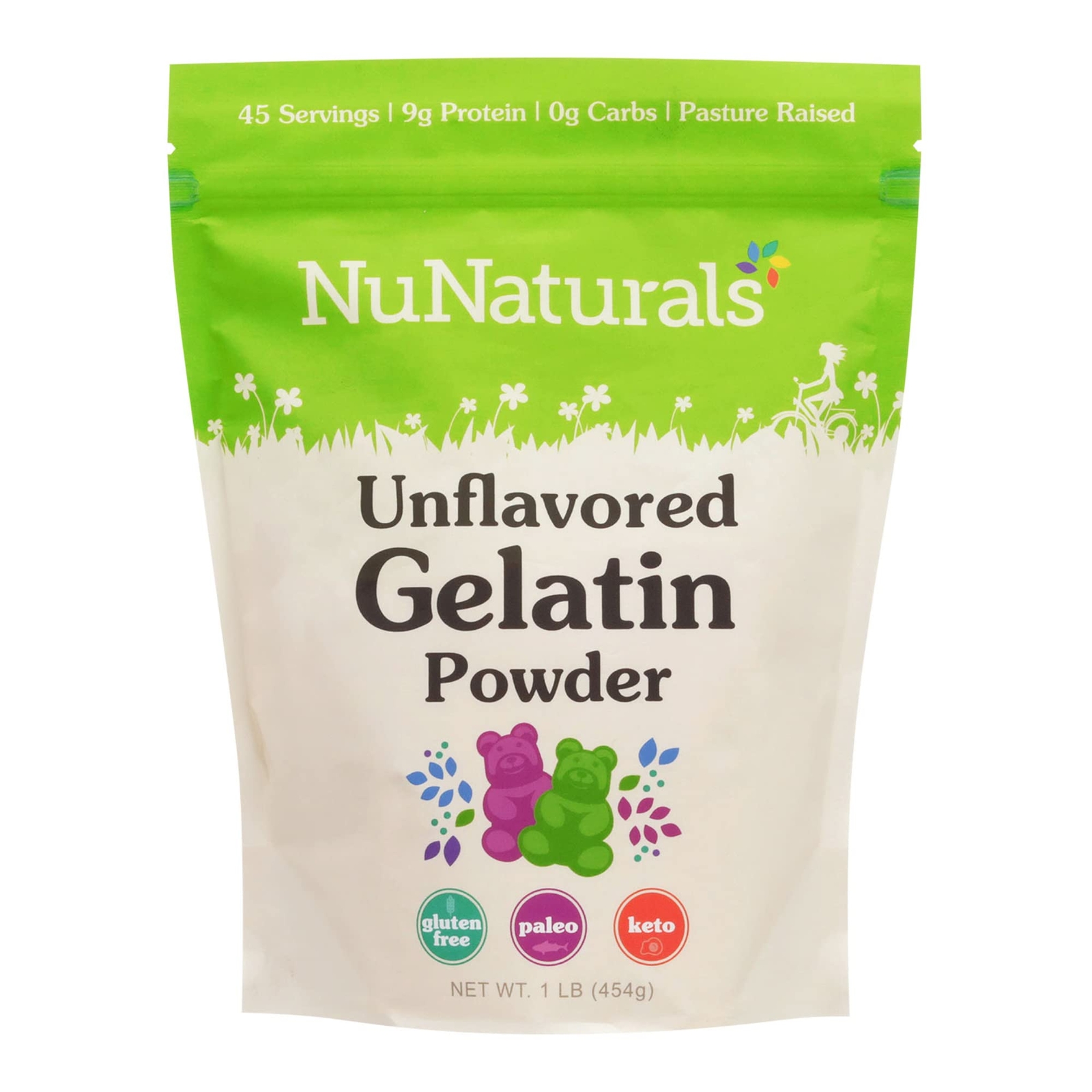 NuNaturals Unflavored Beef Gelatin Powder, Instantly Thickens, Stabilizes, an...
