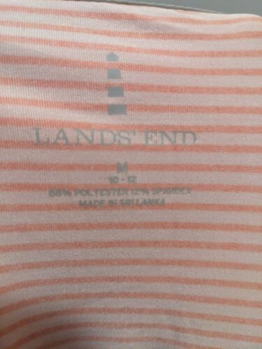 Lands End Women's Medium Orange Striped Short Sleeved Athletic Shirt - Picture 6 of 7