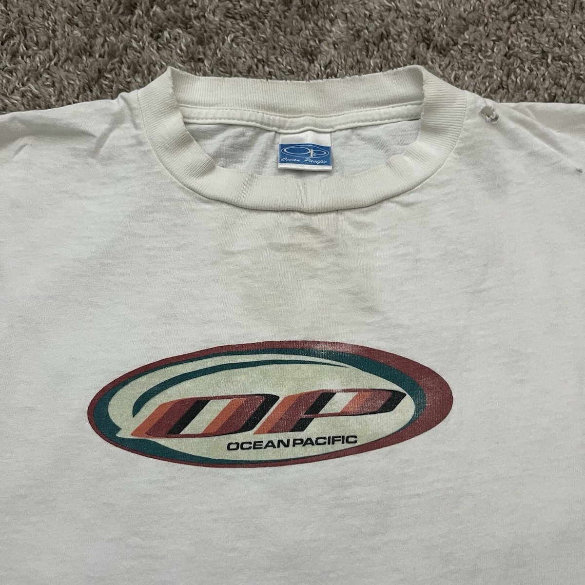 Vintage 90s OP Ocean Pacific 90s White Logo T-Shirt Medium 