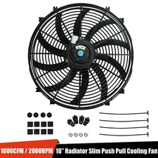 16" inch Universal Electric Radiator Slim Pull Cooling Fan 12V 120W Mount Kit