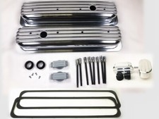 Sbc Short Style Finned Aluminum Valve Covers Wgasket Breather Vortec Tbi 350
