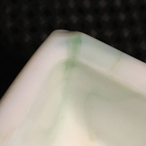 Vintage Akro Agate Green White Slag Glass Planter Bowl #657 - Glows In UV 365 - Picture 15 of 15