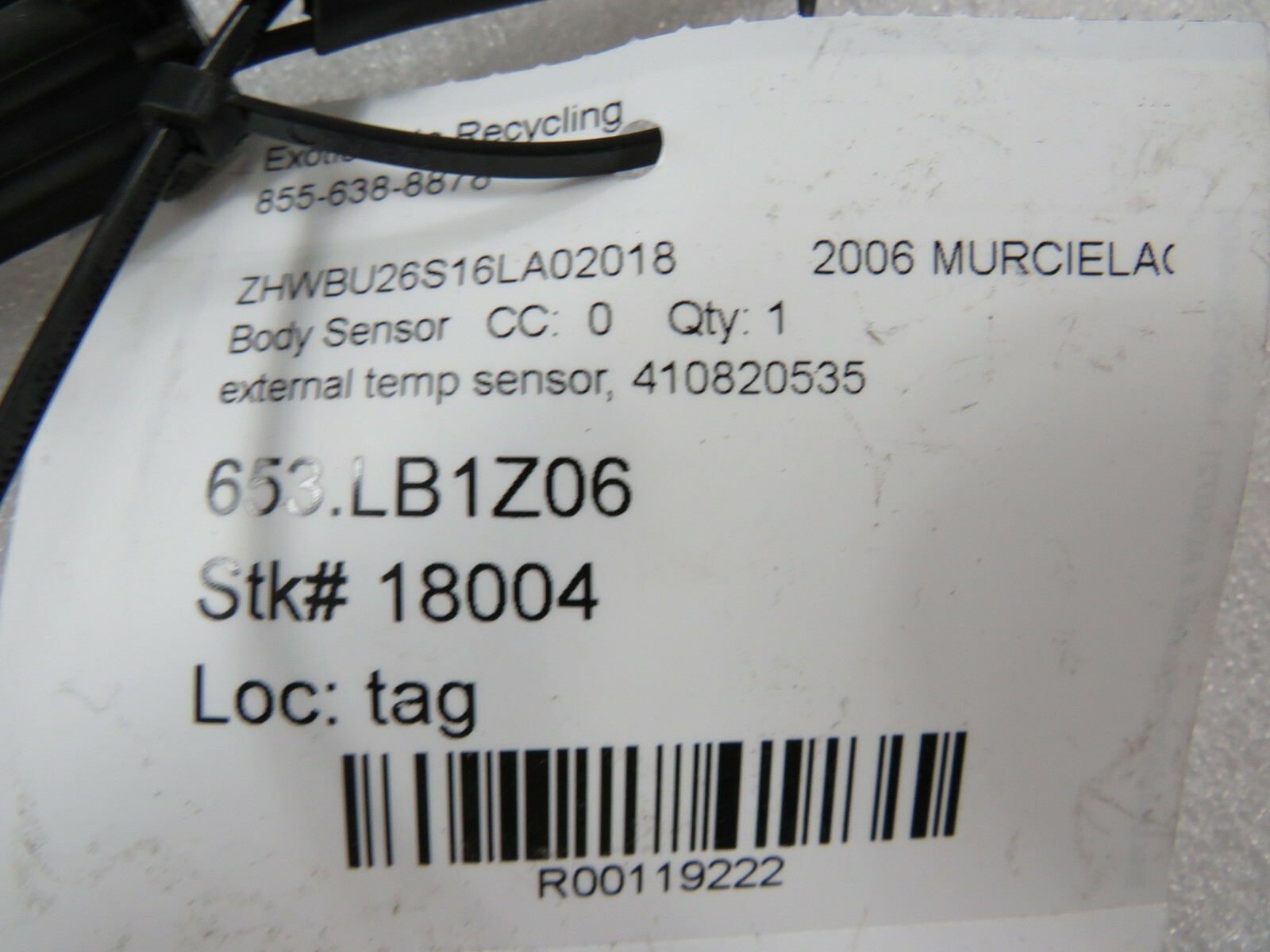 Lamborghini Murcielago, External Temperature Sensor, Used, P/N 410820535