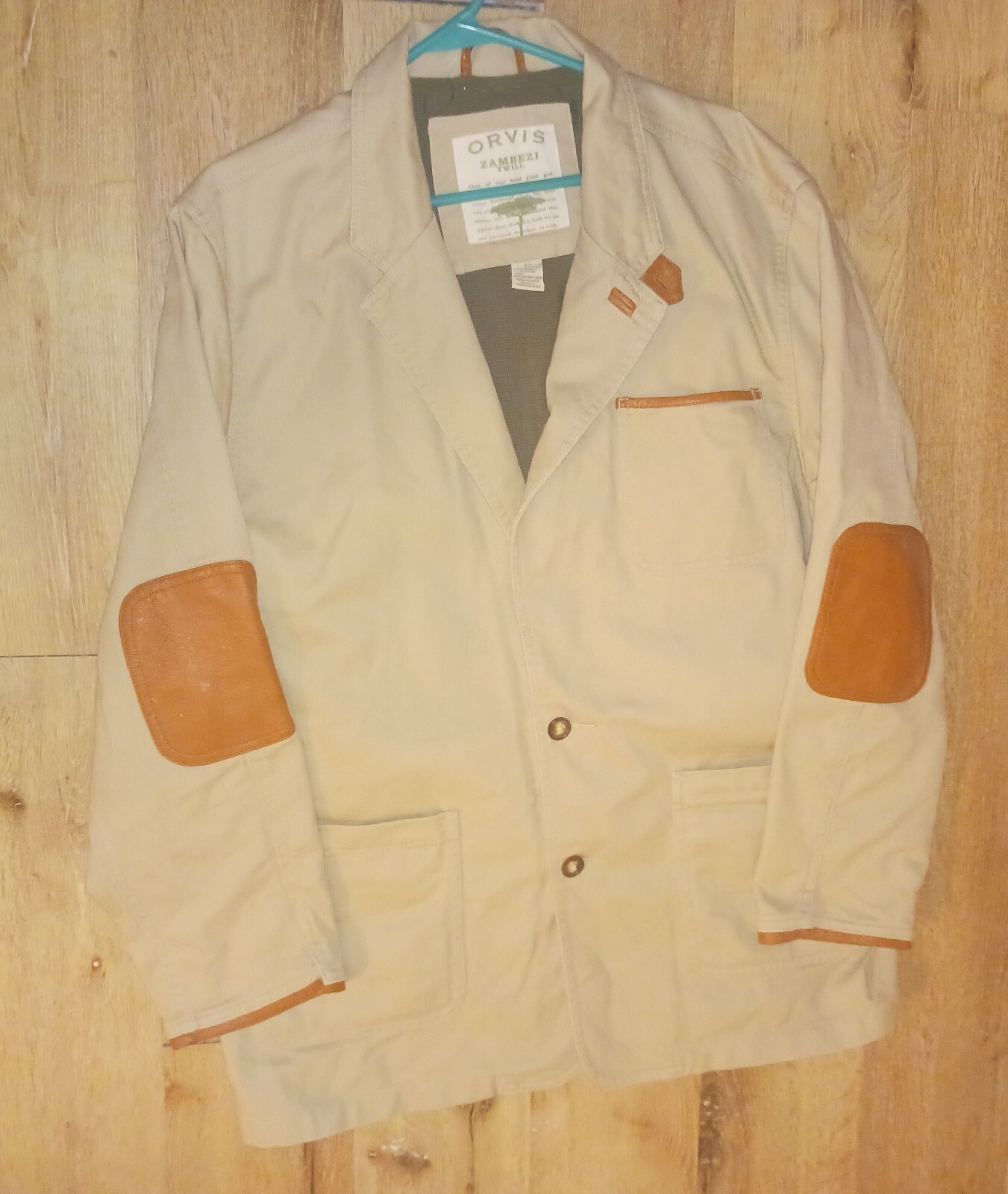 ORVIS Zambezi Leather Trim Hunting Outdoor Twill Safari Jacket Blazer Sz 44 eBay