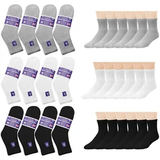 6-12 Pairs Quarter Length Diabetic Socks Non-Binding Loose Fit Socks Men Women