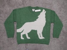 BDG Saddler Wolf Silhouette Green Crewneck Sweater sz XL polyester faux wool