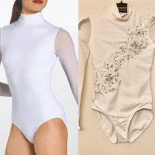 WEISSMAN Dance Costume Crystal rhinestone, custom Long Sleeve Leotard MT12523