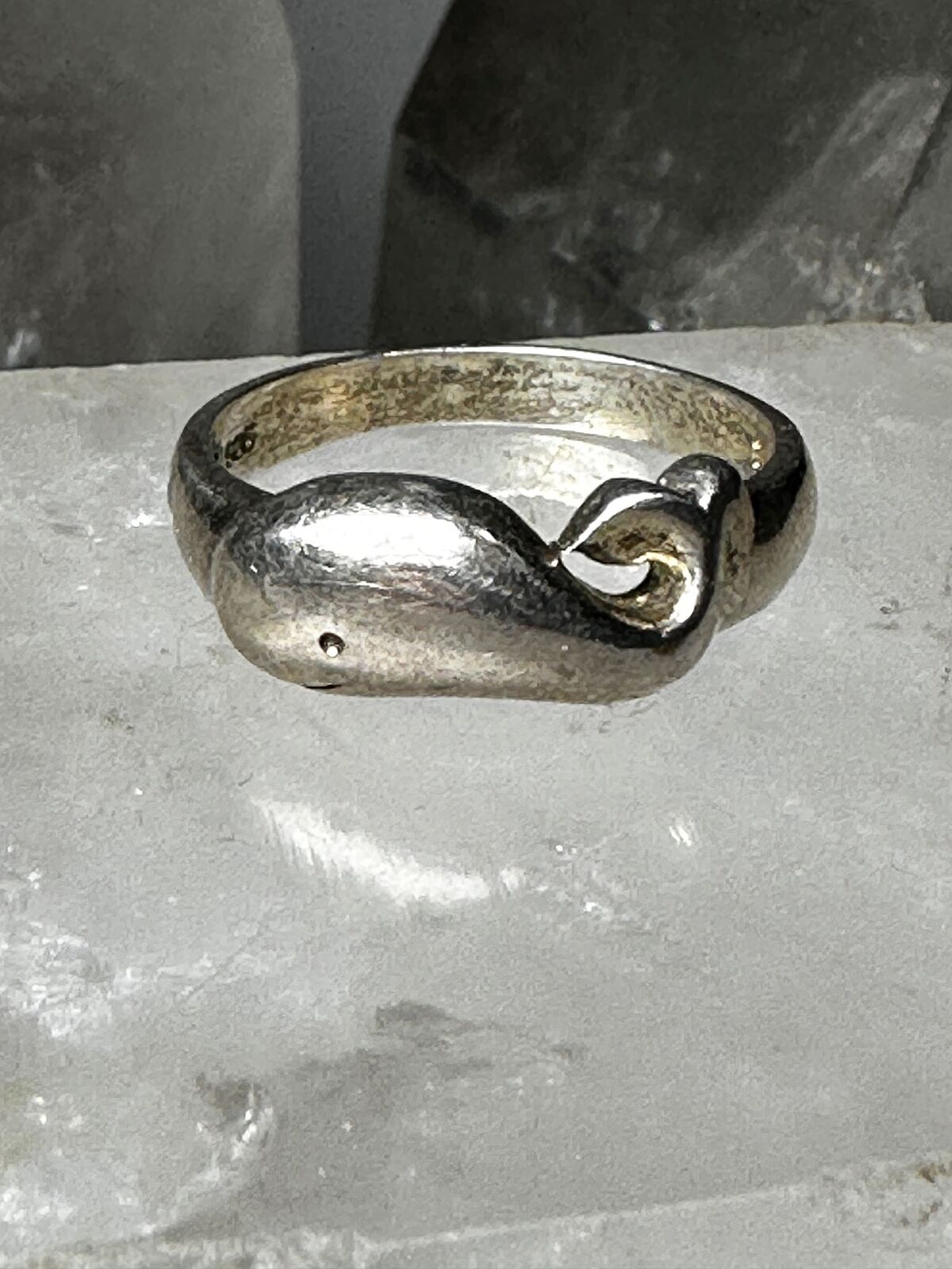 Whale ring size 8.75  band sterling silver women … - image 7