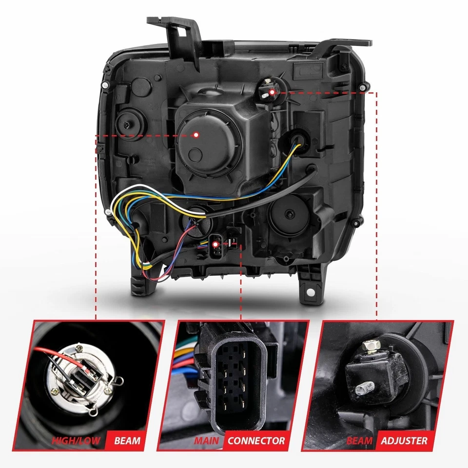 Faros proyectores LED halo delanteros ANZO 111513 para GMC Sierra 1500 2014-15 Foto 3 de 4