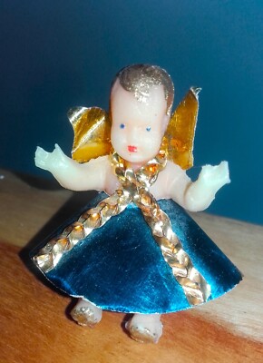WAX FIGURINE ANGEL CHRISTMAS TREE DECORATIONS DECORATION XMAS ADVENT VINTAGE XMAS ANGEL