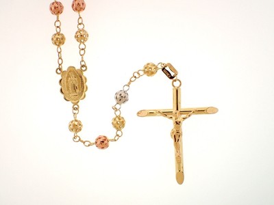 High Polish 14k 3 Tone Gold 5mm Ball 