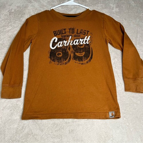 Carhartt Kids Long Sleeve Graphic Tee Shirt 7 Workwear Logo Rustic Brown