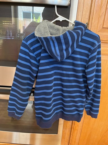 Disney Parks Kid’s Mickey Graphic Blue Striped Pile Lined Hood L Zip Jacket - Picture 2 of 3