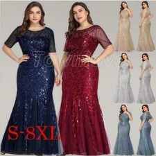 Plus Size Women's Gorgeous Sequin Evening Wedding Party Prom Fistail Dress DID