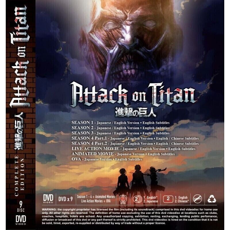 DVD Attack On Titan: Season 1-4 Complete Anime~With English