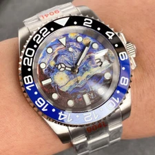 Tandorio NEW Diver 40mm Starry Night Oil Painting Dial Sapphire NH35 Men Watches
