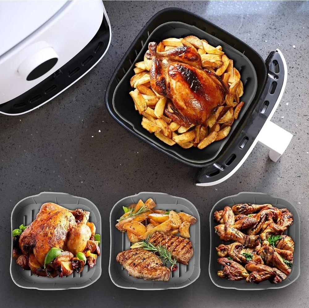 Air Fryer Silicone Pot Basket Liners Non-Stick Safe Oven Baking Tray Accessories