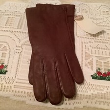 Vintage Brown Leather Lined Driving Gloves Womens Size 7 1/2 Lined NWT