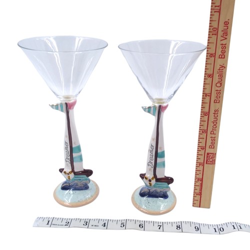 Vidrio artístico Blue Sky Heather Goldminc Martini Glasses Dreamer Velero 2009 - Imagen 9 de 9