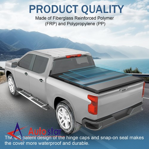 Lock Hard Tri-Fold Tonneau Cover For 14-18 Chevy Silverado GMC Sierra 6.5ft Bed - Picture 5 of 8