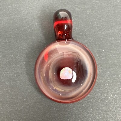 Handmade Art Glass Encased Opal Pendant Red Backing Borosilicate Focal Bead Gift