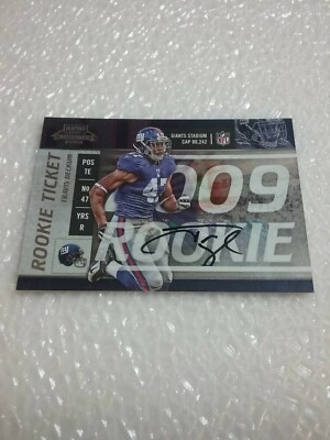 Travis Beckum Giants 2009 Playoff Contenders Rookie Ticket Autographed RC #206