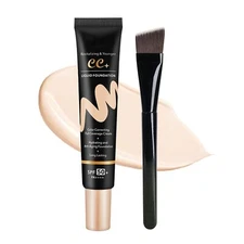 Cream with SPF 50+ with Brush, Waterproof Flawless Concealer Full Coverage BB Cr