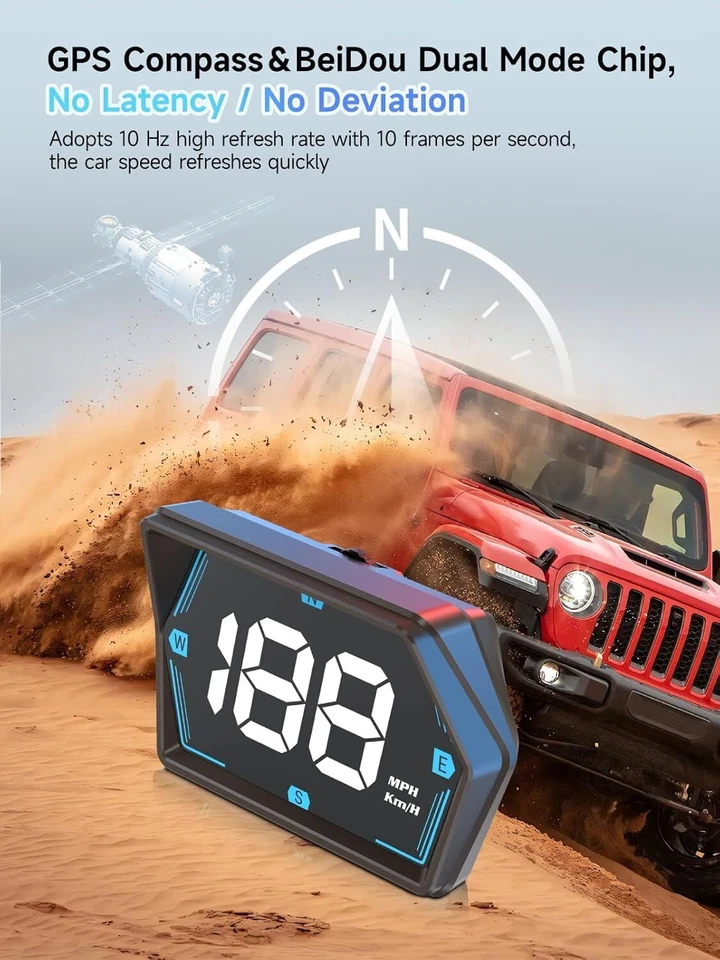 Digital GPS Speedometer Car HUD Head Up Display MPH KMH Compass Overspeed Alarm Foto 3 de 4