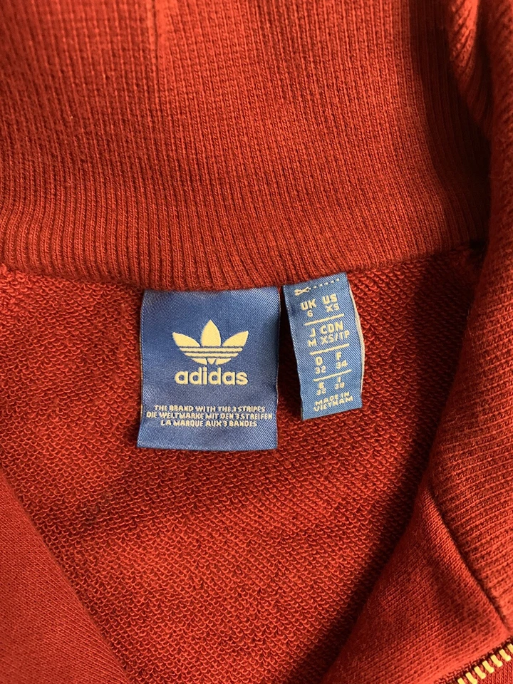 Sudadera Pullover Adidas Originales Para Mujer 1/4 Cremallera BP9519 Borgoña Talla XS Foto 4 de 4