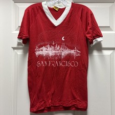 Vintage 80s San Francisco Tourist Tee Shirt Golden Gate Bridge Red White