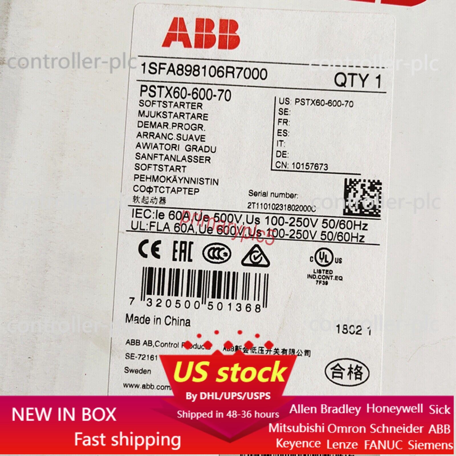 NEW ABB PSTX60-600-70 1SFA898106R7000 Soft Starter
