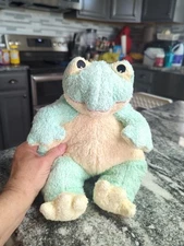 TY Baby Frog Rattle Plush Pastel Mint Green Yellow 12” Stuffed 1999 Vintage