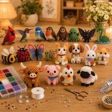Tiny 3D Beaded Animal DIY Kit Bead Embroidery Kit Cute Animals Beading Craft Set