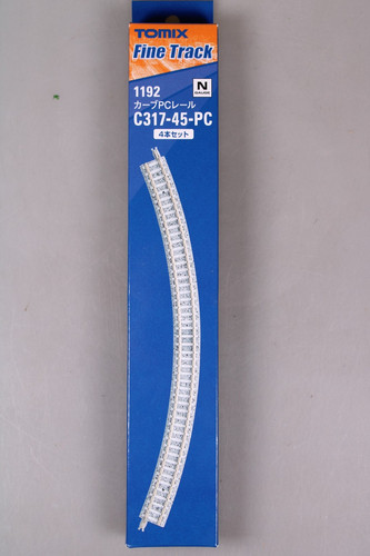 Tomix Fine Track N 1192 4x gebogenes Gleis in Schotterbettung Kurve 45° 317mm | Zustand: Neu