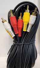 25 FT Shielded 3 RCA to 3 RCA Composite A/V Cable – Red White Yellow – Gold Plat