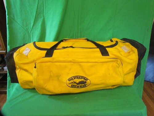 Vintage Olympic Diver Scuba Diving Gear Bag Large 32" Yellow/Black Duffle