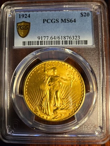 1924 Gold $20 St. Gaudens Double Eagle PCGS MS 64