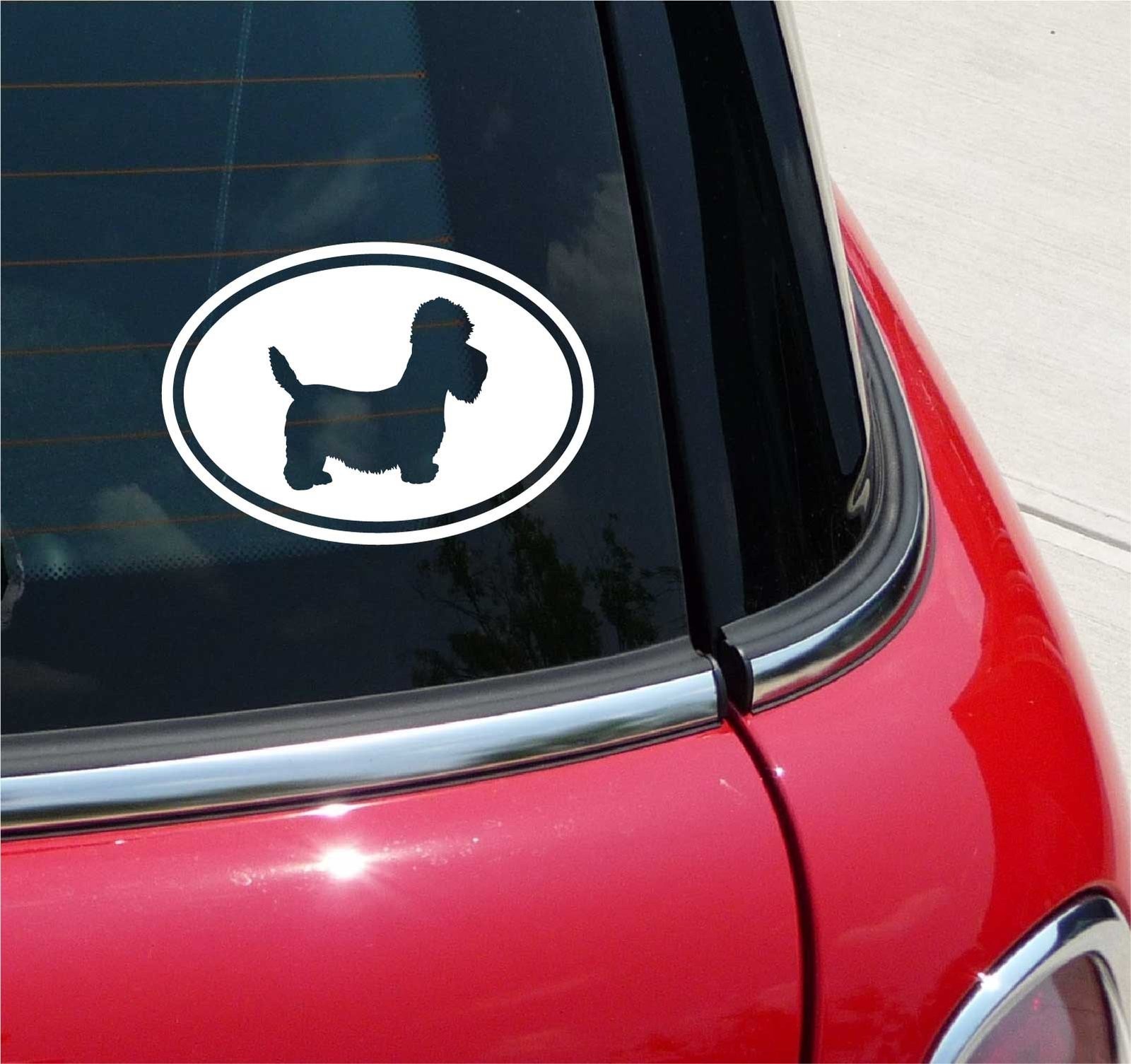 Euro Dandie Dinmont Terrier Car Decal Sticker Oval Single Color Design