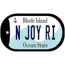 N Joy RI Rhode Island Novelty Metal Dog Tag Necklace 2" x 1"